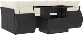 vidaXL 7 részes fekete polyrattan kerti ülőgarnitúra párnával