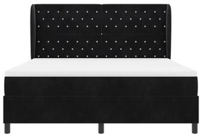 Boxspring Ágy Matrac Fekete 180x200 cm Bársony
