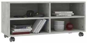 betonszürke szerelt fa TV-szekrény görgőkkel 90 x 35 x 35 cm