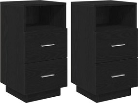 vidaXL 2 db fekete éjjeliszekrény 2 fiókkal 36x36x68 cm