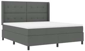 Boxspring Ágy Matracos Sötétszürke 180x200 cm Szövet