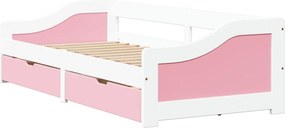 vidaXL Napozóágy 2 fiókkal matrac nélkül IRUN Fehér&Rózsaszín 90x200cm