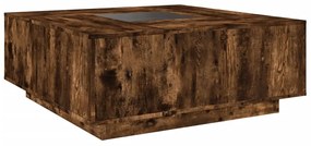 tölgy színű végtelen hatású LED-es dohányzóasztal 100x100x40 cm