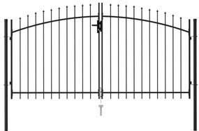 vidaXL fekete acél lándzsahegy tetejű kétajtós kerítéskapu 3 x 1,5 m