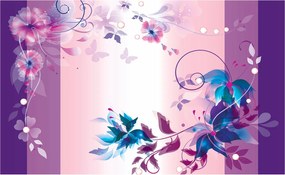 Flizelin fotótapéta Virágok és pillangók finom dekoráció 208x146 +ragasztó