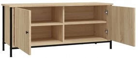 sonoma tölgyszínű szerelt fa TV-szekrény ajtókkal 102x35x45 cm