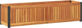 vidaXL tömör akácfa és acélkerti virágtartó 110 x 30 x 27,5 cm