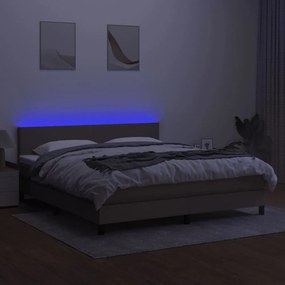tópszínű szövet rugós és LED-es ágy matraccal 160x200 cm