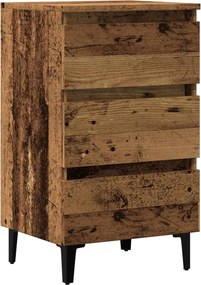 vidaXL antik fa színű éjjeliszekrény fémlábakkal 40 x 35 x 69 cm