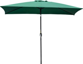 Outsunny Alumínium Napernyő 195x295x253 cm Négyzetes Kerti Napernyő Kurblival és Levehető Oszloppal Teraszhoz, Medencéhez, Kültérhez Zöld | Aosom