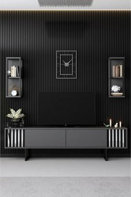 TV-állvány polcokkal Chrome Anthracite and Black