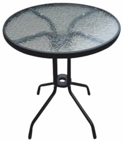 Étkezőasztal, fekete acél|edzett üveg, átmérő 60 cm, BORGEN TYP 1