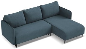 Kék kinyitható-tárolóhelyes sarokkanapé (jobb oldali) Luana – Makamii