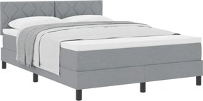 vidaXL Boxrugós ágy matracmal Világosszürke 160 x 200 cm szövet