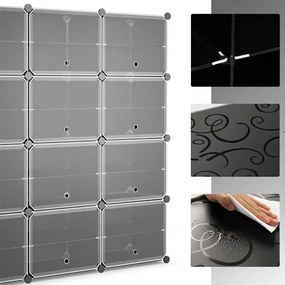 12 rekeszes műanyag cipőtartó oldalsó akasztókkal