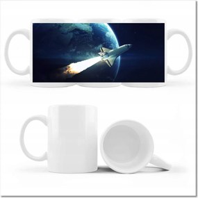 Nyomott mintás bögre Űrhajó Föld