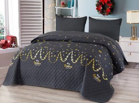 MERRY CHRISTMAS fekete ágytakaró Méret: 220 x 240 cm