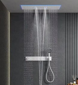 Falba süllyesztett zuhanyrendszer ELITE EDITION BCS1045, 6 funkcióval, LED-világítással, termosztáttal és többféle felülettel — Fehér — Két kimenetes
