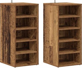 vidaXL 2 db antik fa színű szerelt fa cipősszekrény 32 x 35 x 70 cm