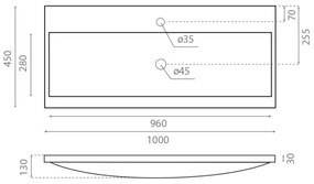 Bathco 0506 - Süllyesztett mosdó MANHATTAN 100x45 cm gyanta/fehér