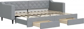 vidaXL világosszürke kihúzható szövet heverő fiókokkal 80 x 200 cm