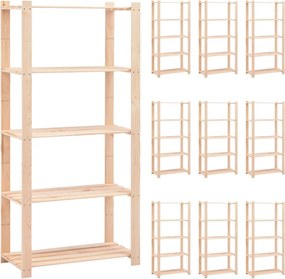 vidaXL 10 db 5-szintes tömör fenyő tárolópolc 250 kg 80 x 38 x 170 cm
