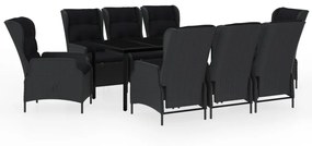 vidaXL 9 részes sötétszürke kerti étkezőgarnitúra
