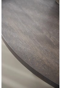 Sötétbarna kerek bővíthető étkezőasztal tölgyfa dekorral ø 135 cm Maddock – Rowico