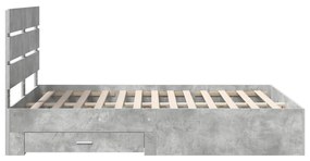 vidaXL Ágykeret fiókkal fejtámlával Beton Szürke 150 x 200 cm Faanyag