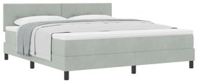 Boxspring Ágy Matraccal Világosszürke Szuper Király Bársony