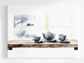 Vászonkép Canvas Japandi Orient Tea Csésze Teáskanna Ablak 80x60