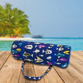 Feltekerhető napozószivacs HALAK 148x52 cm, fekete-fehér