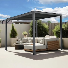 Félnyeregtetős bioklimatikus pergola lamellákkal 3 x 3 M