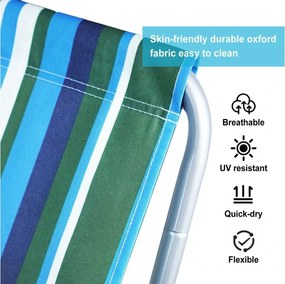 Összecsukható tengerparti napozóágy SAND, kék-fehér