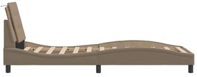 cappuccino színű műbőr ágykeret LED-világítással 90x190 cm