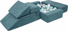 Türkiz kordbársony habszivacs játszótér 6 db-os magasság 40 cm 100x35 cm Montessori – Meowbaby
