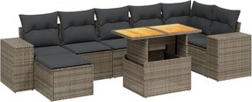 vidaXL 8 részes szürke polyrattan kerti ülőgarnitúra párnákkal