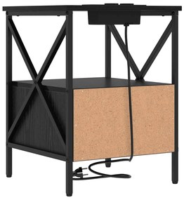 Éjjeliszekrény 2 pcs Musta tammi 41.5 x 40.5 x 55 cm Faanyag