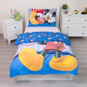 Egyszemélyes pamut gyerek ágyneműhuzat 140x200 cm Mickey "Hello" – Jerry Fabrics