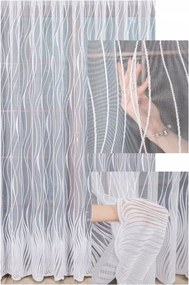 Függöny Jacquard Függöny Fehér Díszített Nappali Függöny Szalaggal Sz.320x160