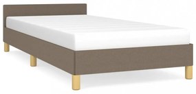 tópszínű szövet ágykeret fejtámlával matrac nélkül 90x200 cm