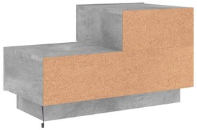 betonszürke éjjeliszekrény LED-fényekkel 70x36x40,5 cm