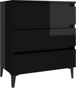 vidaXL magasfényű fekete forgácslap tálalószekrény 60 x 35 x 69 cm