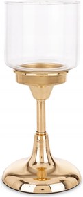 Üveg Gyertyatartó Magas Glamour Elegáns Lámpás Dekoráció 24 CM Arany