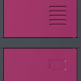 Fém öltözőszekrény 6 rekeszes IGOR, 900 x 1850 x 450 mm, antracit-fukszia