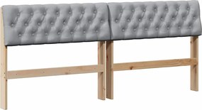 vidaXL Kárpitozott fejtámla Világosszürke 180 cm Tömör fenyőfa