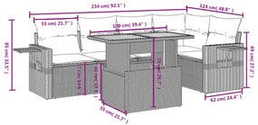 6 részes szürke polyrattan kerti ülőgarnitúra párnákkal