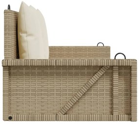 bézs polyrattan hintapad párnával 119 x 56 x 48 cm