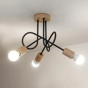 OXFORD felületre szerelt mennyezeti csillár 3xE27/15W/230V fenyő/fekete