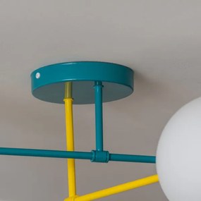 MOON felületre szerelhető csillár 4xE27/15W/230V türkiz/sárga
